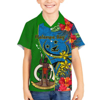 Personalised Vanuatu Malampa Day Hawaiian Shirt Coat Of Arms Mix Tropical Flowers LT14 - Polynesian Pride