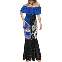 New Zealand And Samoa Rugby Mermaid Dress All Black Tiki Fern Mix Manu Samoa 2023 World Cup LT14 - Polynesian Pride