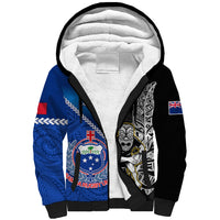 New Zealand And Samoa Rugby Sherpa Hoodie All Black Tiki Fern Mix Manu Samoa 2023 World Cup LT14 Unisex Black - Polynesian Pride