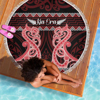 Kia Ora New Zealand Beach Blanket Maori Language Week Whero Taniko Motif - Polynesian Pride