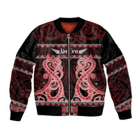 Kia Ora New Zealand Bomber Jacket Maori Language Week Whero Taniko Motif - Polynesian Pride
