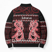 Kia Ora New Zealand Bomber Puffer Jacket Maori Language Week Whero Taniko Motif - Polynesian Pride
