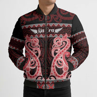 Kia Ora New Zealand Bomber Puffer Jacket Maori Language Week Whero Taniko Motif - Polynesian Pride