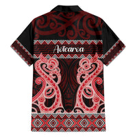 Kia Ora New Zealand Family Matching Off Shoulder Short Dress and Hawaiian Shirt Maori Language Week Whero Taniko Motif - Polynesian Pride