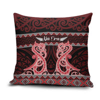 Kia Ora New Zealand Pillow Cover Maori Language Week Whero Taniko Motif LT14 Red - Polynesian Pride