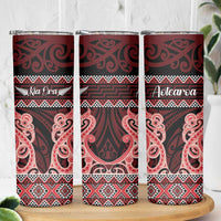 Kia Ora New Zealand Skinny Tumbler Maori Language Week Whero Taniko Motif - Polynesian Pride
