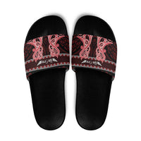Kia Ora New Zealand Slide Sandals Maori Language Week Whero Taniko Motif LT14 Red - Polynesian Pride