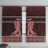 Kia Ora New Zealand Window Curtain Maori Language Week Whero Taniko Motif - Polynesian Pride