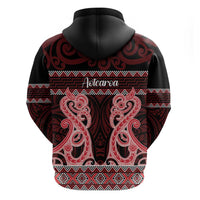 Kia Ora New Zealand Zip Hoodie Maori Language Week Whero Taniko Motif - Polynesian Pride