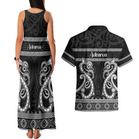 Kia Ora New Zealand Couples Matching Tank Maxi Dress and Hawaiian Shirt Maori Language Week Pango Taniko Motif - Polynesian Pride