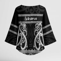 Kia Ora New Zealand Kimono Sleeve Blouse Maori Language Week Pango Taniko Motif - Polynesian Pride