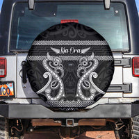 Kia Ora New Zealand Spare Tire Cover Maori Language Week Pango Taniko Motif LT14 Black - Polynesian Pride