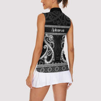 Kia Ora New Zealand Women Sleeveless Polo Shirt Maori Language Week Pango Taniko Motif - Polynesian Pride