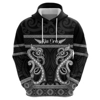 Kia Ora New Zealand Zip Hoodie Maori Language Week Pango Taniko Motif - Polynesian Pride