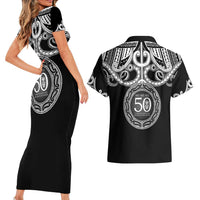 Kia Kaha Te Reo Maori New Zealand Couples Matching Short Sleeve Bodycon Dress and Hawaiian Shirt 50th Anniversary Ake Ake Ake - Polynesian Pride