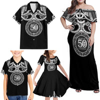 Kia Kaha Te Reo Maori New Zealand Family Matching Off Shoulder Maxi Dress and Hawaiian Shirt 50th Anniversary Ake Ake Ake - Polynesian Pride