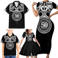 Kia Kaha Te Reo Maori New Zealand Family Matching Short Sleeve Bodycon Dress and Hawaiian Shirt 50th Anniversary Ake Ake Ake - Polynesian Pride