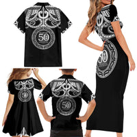 Kia Kaha Te Reo Maori New Zealand Family Matching Short Sleeve Bodycon Dress and Hawaiian Shirt 50th Anniversary Ake Ake Ake - Polynesian Pride