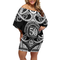 Kia Kaha Te Reo Maori New Zealand Off Shoulder Short Dress 50th Anniversary Ake Ake Ake - Polynesian Pride