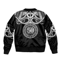 Kia Kaha Te Reo Maori New Zealand Sleeve Zip Bomber Jacket 50th Anniversary Ake Ake Ake - Polynesian Pride