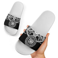Kia Kaha Te Reo Maori New Zealand Slide Sandals 50th Anniversary Ake Ake Ake LT14 - Polynesian Pride