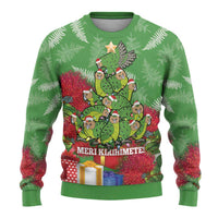 Kakapo New Zealand Christmas Ugly Christmas Sweater Meri Kirihimete Pohutukawa - Green Color
