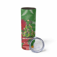 Kakapo New Zealand Christmas Skinny Tumbler Meri Kirihimete Pohutukawa - Green Color