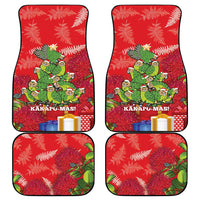 Kakapo New Zealand Christmas Car Mats Meri Kirihimete Pohutukawa - Red Color