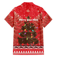 Kiwi New Zealand Christmas Family Matching Summer Maxi Dress and Hawaiian Shirt Meri Kirihimete Silver Fern - Red Color LT14 - Polynesian Pride