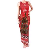 Kiwi New Zealand Christmas Family Matching Tank Maxi Dress and Hawaiian Shirt Meri Kirihimete Silver Fern - Red Color