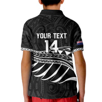 Custom Aotearoa Ice Hockey Kid Polo Shirt NZ Tiki Mascot - Maori Pattern LT14 - Polynesian Pride