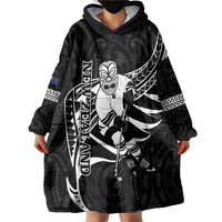 Custom Aotearoa Ice Hockey Wearable Blanket Hoodie NZ Tiki Mascot - Maori Pattern