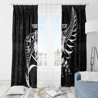 Custom Aotearoa Ice Hockey Window Curtain NZ Tiki Mascot - Maori Pattern