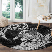 Personalised New Zealand Surfing Round Carpet Aotearoa Maori Tiki Haka LT14 - Polynesian Pride