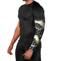 Black Palaka Hawaii Arm Sleeves Kukui Nut Pikake Lei Hawaiian Tapa Pattern - Polynesian Pride