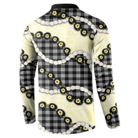 Black Palaka Hawaii Button Sweatshirt Kukui Nut Pikake Lei Hawaiian Tapa Pattern - Polynesian Pride