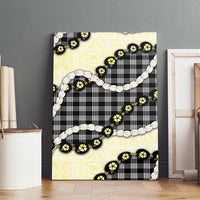 Black Palaka Hawaii Canvas Wall Art Kukui Nut Pikake Lei Hawaiian Tapa Pattern - Polynesian Pride