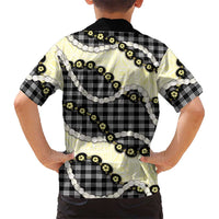 Black Palaka Hawaii Family Matching Off Shoulder Maxi Dress and Hawaiian Shirt Kukui Nut Pikake Lei Hawaiian Tapa Pattern - Polynesian Pride