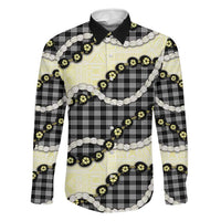 Black Palaka Hawaii Family Matching Puletasi and Hawaiian Shirt Kukui Nut Pikake Lei Hawaiian Tapa Pattern - Polynesian Pride