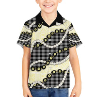 Black Palaka Hawaii Hawaiian Shirt Kukui Nut Pikake Lei Hawaiian Tapa Pattern LT14 - Polynesian Pride