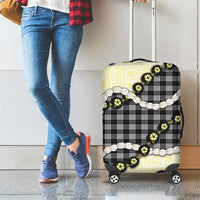 Black Palaka Hawaii Luggage Cover Kukui Nut Pikake Lei Hawaiian Tapa Pattern - Polynesian Pride