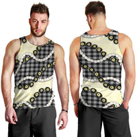 Black Palaka Hawaii Men Tank Top Kukui Nut Pikake Lei Hawaiian Tapa Pattern - Polynesian Pride