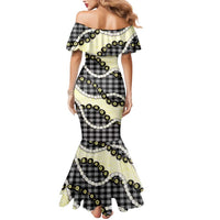 Black Palaka Hawaii Mermaid Dress Kukui Nut Pikake Lei Hawaiian Tapa Pattern - Polynesian Pride