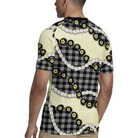 Black Palaka Hawaii Rugby Jersey Kukui Nut Pikake Lei Hawaiian Tapa Pattern - Polynesian Pride