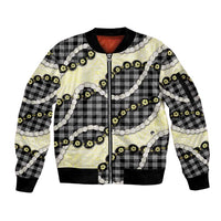 Black Palaka Hawaii Sleeve Zip Bomber Jacket Kukui Nut Pikake Lei Hawaiian Tapa Pattern - Polynesian Pride