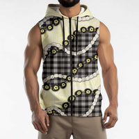 Black Palaka Hawaii Sleeveless Zip Hoodie Kukui Nut Pikake Lei Hawaiian Tapa Pattern - Polynesian Pride