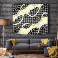 Black Palaka Hawaii Tapestry Kukui Nut Pikake Lei Hawaiian Tapa Pattern - Polynesian Pride