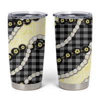 Black Palaka Hawaii Tumbler Cup Kukui Nut Pikake Lei Hawaiian Tapa Pattern - Polynesian Pride