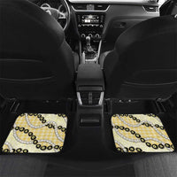 Yellow Palaka Hawaii Car Mats Kukui Nut Pikake Lei Hawaiian Tapa Pattern - Polynesian Pride