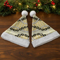 Yellow Palaka Hawaii Christmas Santa Hat Kukui Nut Pikake Lei Hawaiian Tapa Pattern LT14 - Polynesian Pride